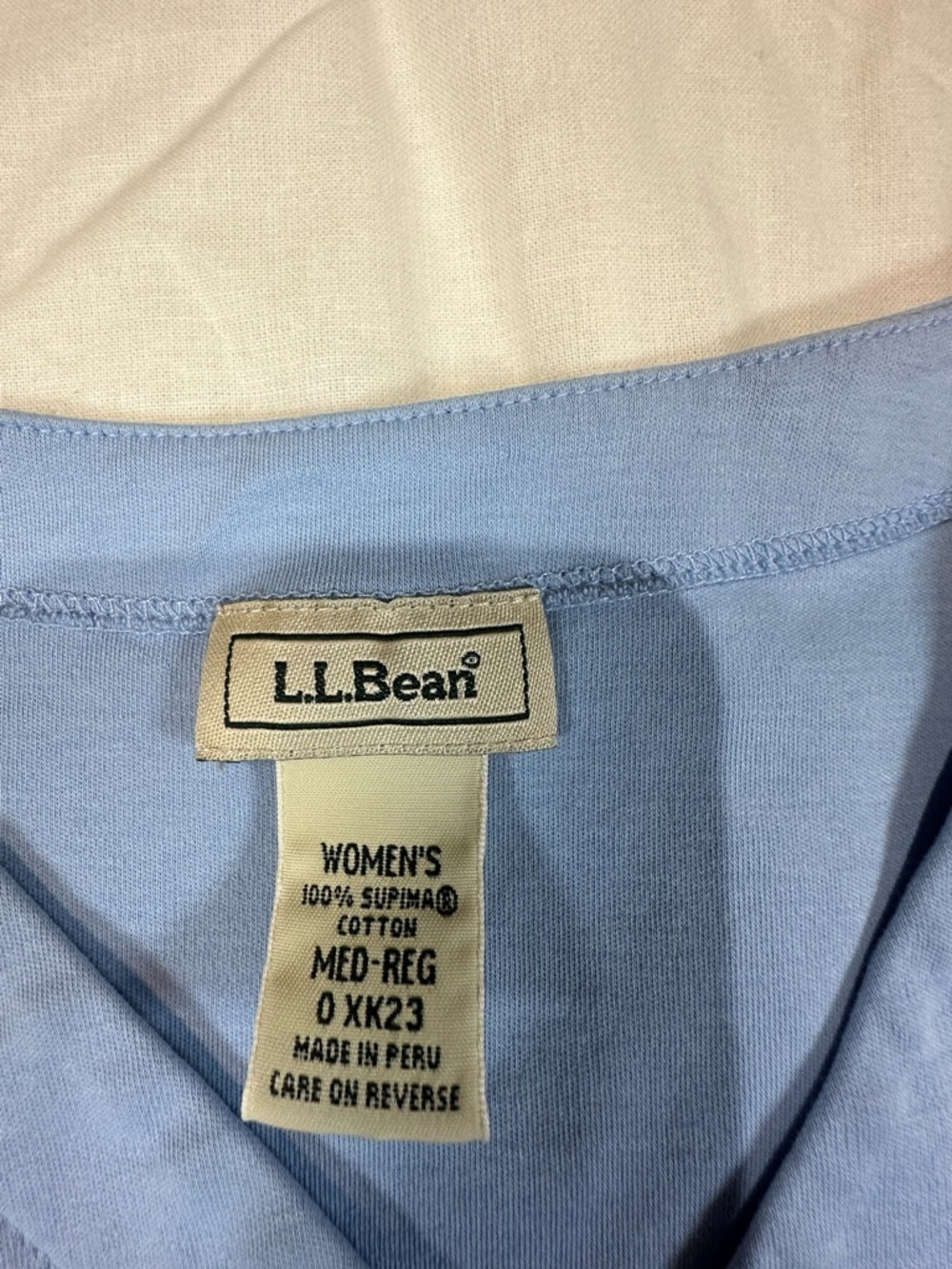 L.L.Bean Baby Blue Women's Cotton PJ top - Picture 3 of 5